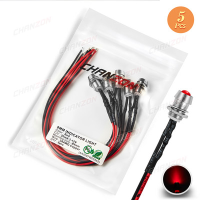 5 mm-es, 12 V-os szórt előhuzalozott fénygyöngyök LED készlet 8 mm-es kibocsátó diódával