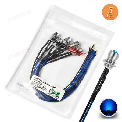 5 mm-es, 12 V-os szórt előhuzalozott fénygyöngyök LED készlet 8 mm-es kibocsátó diódával