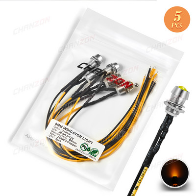 5 mm-es, 12 V-os szórt előhuzalozott fénygyöngyök LED készlet 8 mm-es kibocsátó diódával