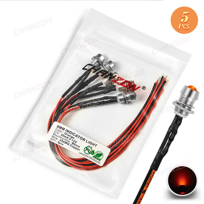 5 mm-es, 12 V-os szórt előhuzalozott fénygyöngyök LED készlet 8 mm-es kibocsátó diódával