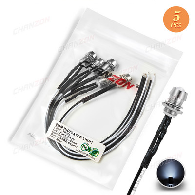 5 mm-es, 12 V-os szórt előhuzalozott fénygyöngyök LED készlet 8 mm-es kibocsátó diódával