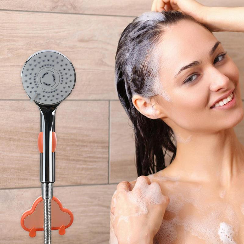 Ρυθμιζόμενο στήριγμα ντους Στήριγμα ντους σε σχήμα νέφους Αυτοκόλλητη βάση τοίχου Περιστρεφόμενη για τουαλέτα και κουζίνα με γάντζους