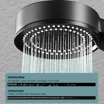 Ρυθμιζόμενη κεφαλή ντους ψιλής βροχής 5 λειτουργιών Μαύρο/Ασημί/Γκρι Κεφαλή ντους υψηλής πίεσης Αξεσουάρ μπάνιου με εξοικονόμηση νερού