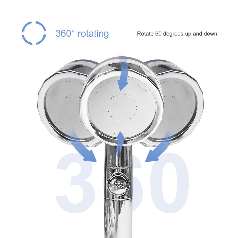 Tornado Filter Shower Head 360 Turbo Επεξεργασία νερού υψηλής πίεσης Save Fan Φορητό ντους με φίλτρο για αξεσουάρ μπάνιου