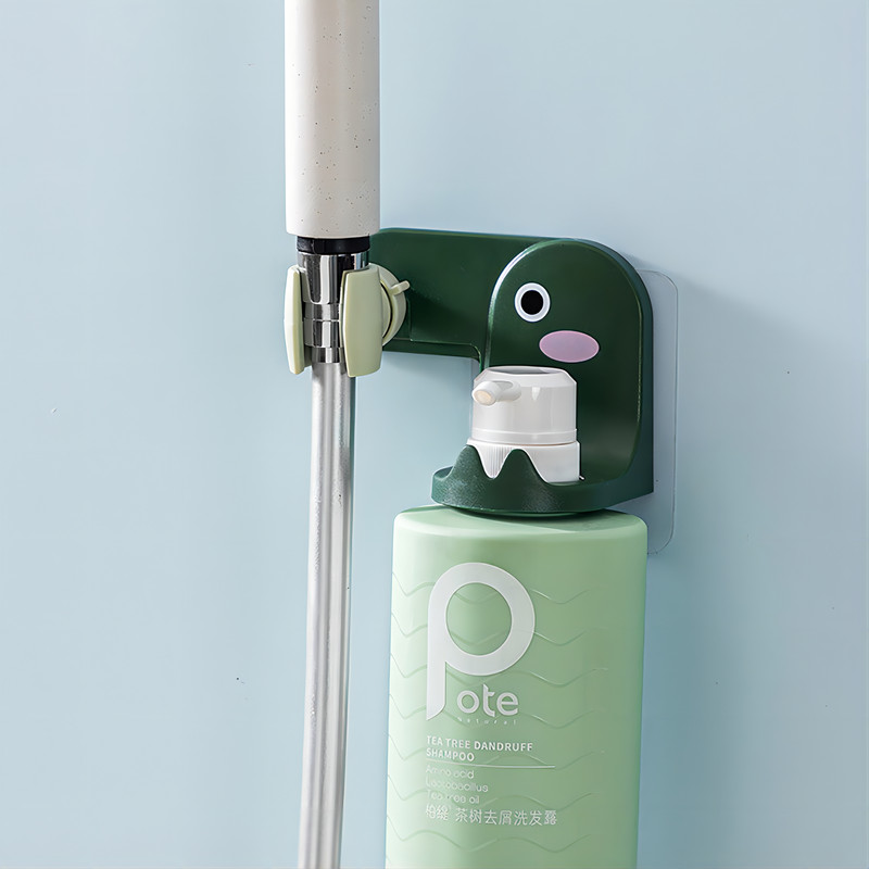 Αυτοκόλλητο στήριγμα ντους Σχάρα ντους σε σχήμα κινουμένων σχεδίων με θήκη αποθήκευσης μπουκαλιών σαπουνιού Κρεμάστρα μπάνιου