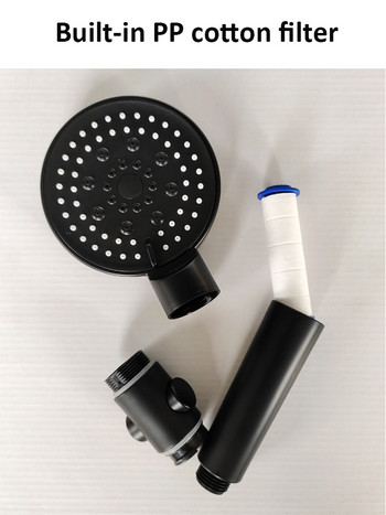 Zloog 5 режима регулируема черна душ глава за баня с високо налягане за пестене на вода душ с бутон за спиране Душ с памучен филтър