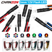 20db 3 mm-es 12V-os előre behuzalozott LED fénygyöngyök villogó fehér piros zöld kék kék sárga RGB gyors, lassú villogás villogó elővezetékes lámpa izzó