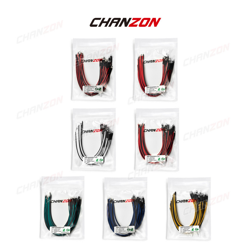 20 τεμ. 3mm 12V προκαλωδιωμένες φωτεινές χάντρες LED που αναβοσβήνουν Λευκό Κόκκινο Πράσινο Μπλε Κίτρινο Γρήγορο αργό φλας RGB που αναβοσβήνει Προενσύρματο λαμπτήρα