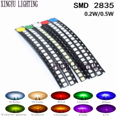 5 szín x20db =100db 2835 SMD LED Elektron komponens Kék Sárga Fehér Zöld Piros Narancs Lila Magas fénykibocsátó dióda barkácsolás