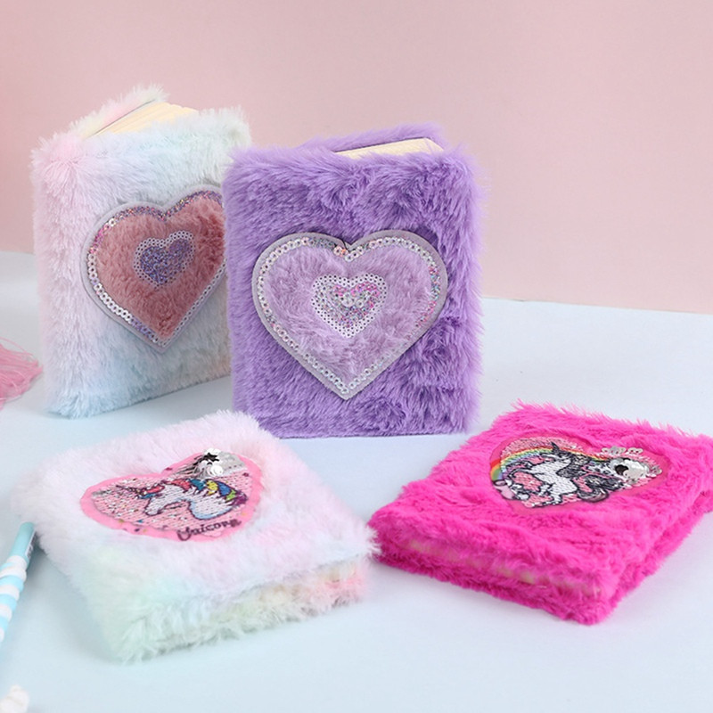 Χαριτωμένα κινούμενα σχέδια, πολύχρωμα βελούδινα σημειωματάρια με μοτίβο μονόκερου για κορίτσια Φορητά επιστολόχαρτα σημειωματάριων με σχεδιασμό ημερολογίου τσέπης