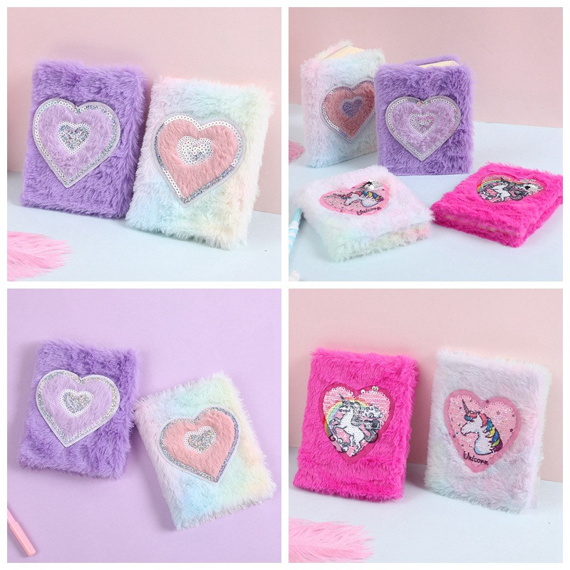 Χαριτωμένα κινούμενα σχέδια, πολύχρωμα βελούδινα σημειωματάρια με μοτίβο μονόκερου για κορίτσια Φορητά επιστολόχαρτα σημειωματάριων με σχεδιασμό ημερολογίου τσέπης