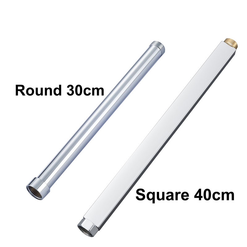 Apvalus kvadratinis prailginamasis vamzdis dušo maišytuvas Priedai Extra Extend Tube juodas chromas nikelis 30 cm/ 40 cm