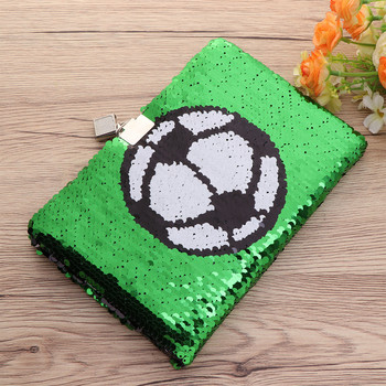 Sequin Football Journal Secret Diary with Lock, Notebook Private Journal Ποδοσφαιρικό σημειωματάριο Δώρα για αγόρι
