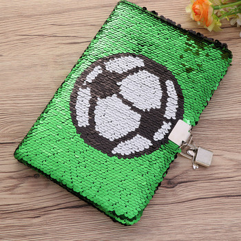 Sequin Football Journal Secret Diary with Lock, Notebook Private Journal Ποδοσφαιρικό σημειωματάριο Δώρα για αγόρι