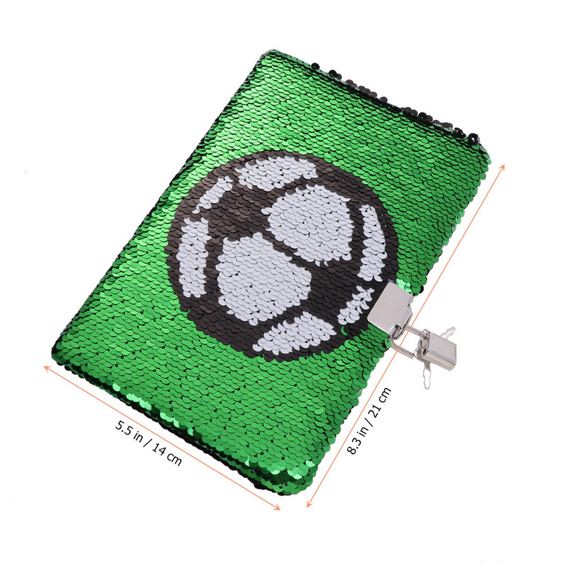 Sequin Football Journal Secret Diary with Lock, Notebook Private Journal Ποδοσφαιρικό σημειωματάριο Δώρα για αγόρι