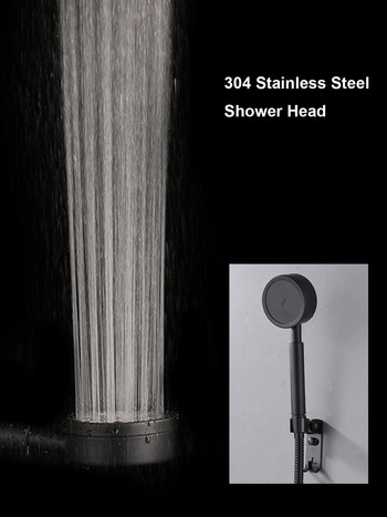 Душ слушалка от неръждаема стомана Черен дъждовен душ, монтиран на стена, ръчна пръскачка Водоспестяващи душове за баня с високо налягане