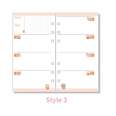A5 A6 Kawaii laza levelű jegyzetfüzet papír utántöltő spirális kötőanyag index Belső oldalak Havi heti napirend