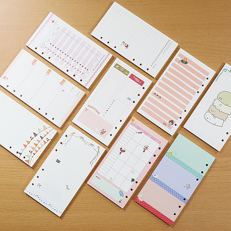 A5 A6 Kawaii Loose Leaf Notebook Paper Refill Spiral Binder Ευρετήριο Εσωτερικές σελίδες Μηνιαία εβδομαδιαία ημερήσια διάταξη προγραμματισμού