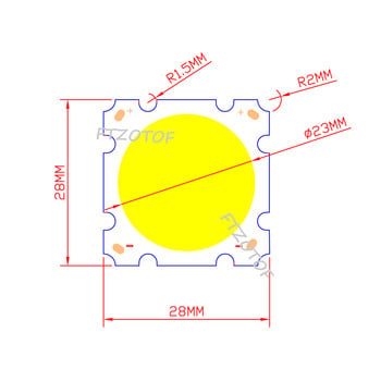 FTZOTOF LED 29V-48V Dc High Power Downlight COB Chip 28x28mm Πηγή φωτός 15W 20W 30W Για λάμπα οροφής ράγας εξωτερικού χώρου και εσωτερικού χώρου