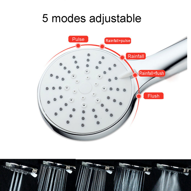 Zhang Ji 5 Λειτουργία Αφρόλουτρο ντους Silica Gel Πολυστρωματικό Επιμετάλλωτο Χειρός Ψεκαστήρας ντους ελαφρού βάρους