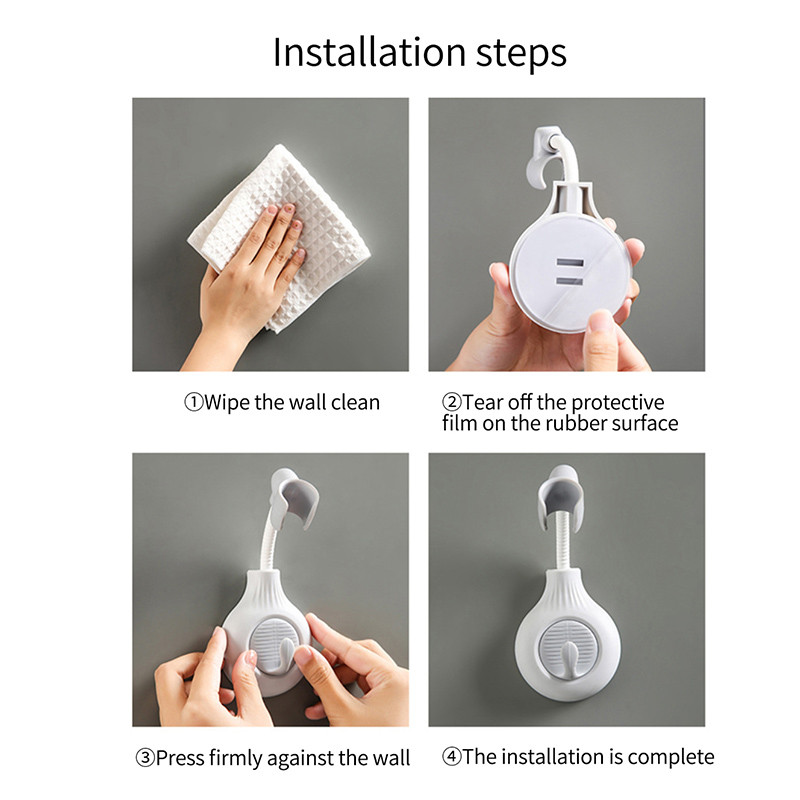 Βάση κεφαλής ντους 360° Αυτοκόλλητοι γάντζοι μπάνιου γενικής χρήσης ρυθμιζόμενος χωρίς διάτρηση με σταθερή βάση μπάνιου με γάντζο