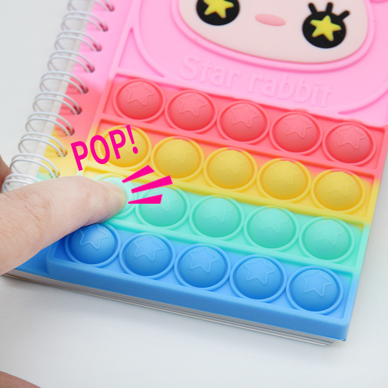 Kawaii Notebook Pop Its Σημειωματάρια κάλυμμα ποπ από σιλικόνη, Fidget Sensory Toys Mini Journal Σχολικά προμήθειες Παιδική γραφική ύλη