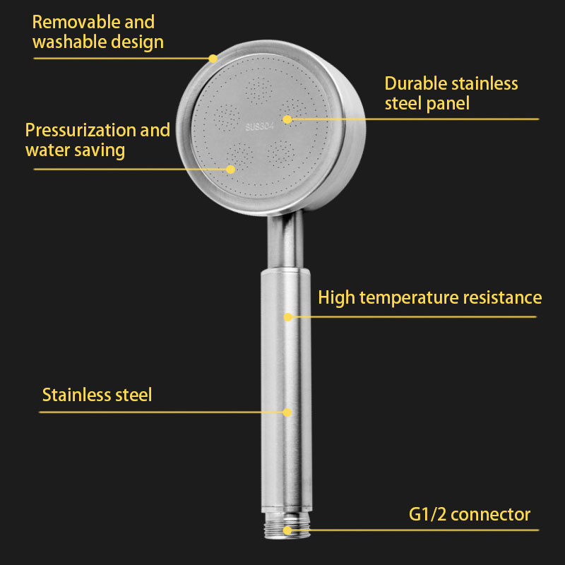 Μαύρη κεφαλή μπάνιου ντους από ανοξείδωτο χάλυβα Αντοχή στις πτώσεις Χειρός τοίχος Υψηλής πίεσης Μπάνιο με εξοικονόμηση νερού Ντους βροχής