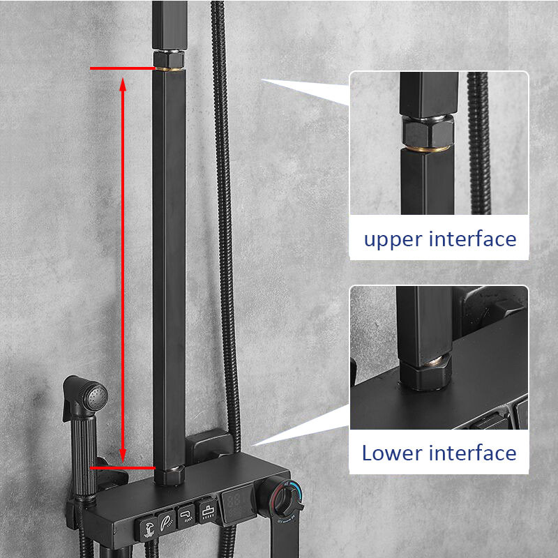 Juoda / chromas / auksas / baltas vonios dušo maišytuvas Prailginamasis vamzdis Dušo svirtis Aksesuaras Žalvarinis vamzdis kvadratinis apvalus 40 cm