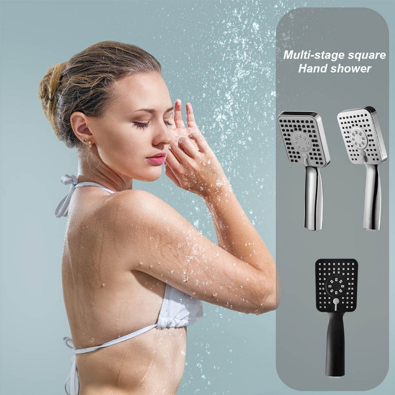 Ρυθμιζόμενη κεφαλή ντους Ενίσχυση πίεσης Πλαστική κεφαλή ντους Ψεκαστήρας μπάνιου νερού χειρός Γκρι