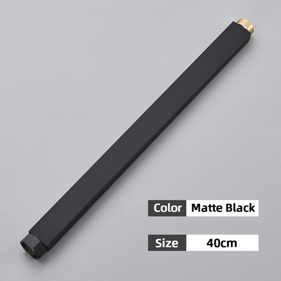 30/40 cm ümmargune ja kandiline pikendustoru vannitoa dušisegisti jaoks, must üldliidese pikendustorud, lisapikendustoru