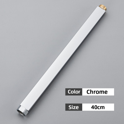 30/40 cm ümmargune ja kandiline pikendustoru vannitoa dušisegisti jaoks, must üldliidese pikendustorud, lisapikendustoru