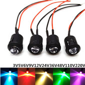 5db Ultra Bright 8mm-es előre vezetékes LED-es lámpa tartóval kibocsátó diódák Izzó visszajelző lámpa 3V 5V6V 9V 12V 24V 36V 48V 110V 220V
