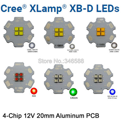 Cree XBD XB-D 4Led 4-chip integrirana LED svjetiljka velike snage 12V bijela/topla bijela/crvena/zelena/plava/žuta DIY svjetiljka za rasvjetu