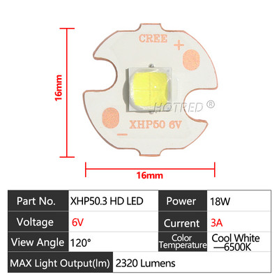 Eredeti LED CREE XLamp XHP50.3 Generation HD 6V 12V 18W 20W Cold White Chip 2320Lumens SMD 5050 Erőteljes gyöngyizzó DTP Cop-pal
