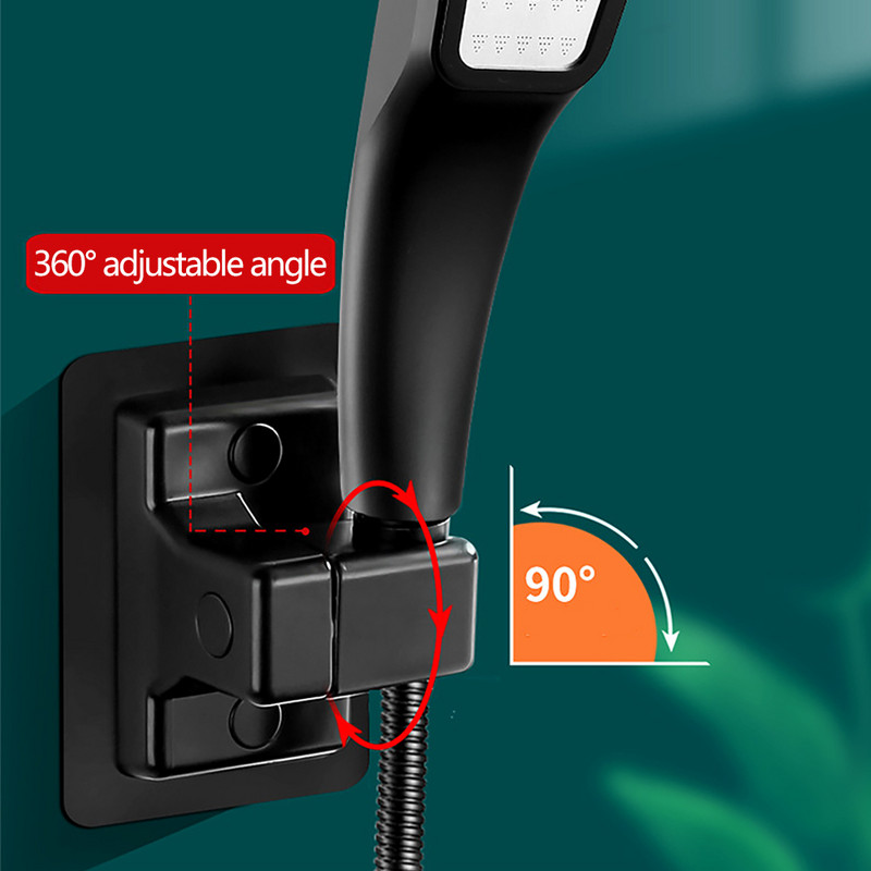 Ισχυρή αναρρόφηση ανθεκτική στη σκουριά Στιβαρό ρυθμιζόμενο στήριγμα μπάνιου Στήριγμα κεφαλής ντους Μαύρο ασημί Αυτοκόλλητο χωρίς τρύπημα Universal