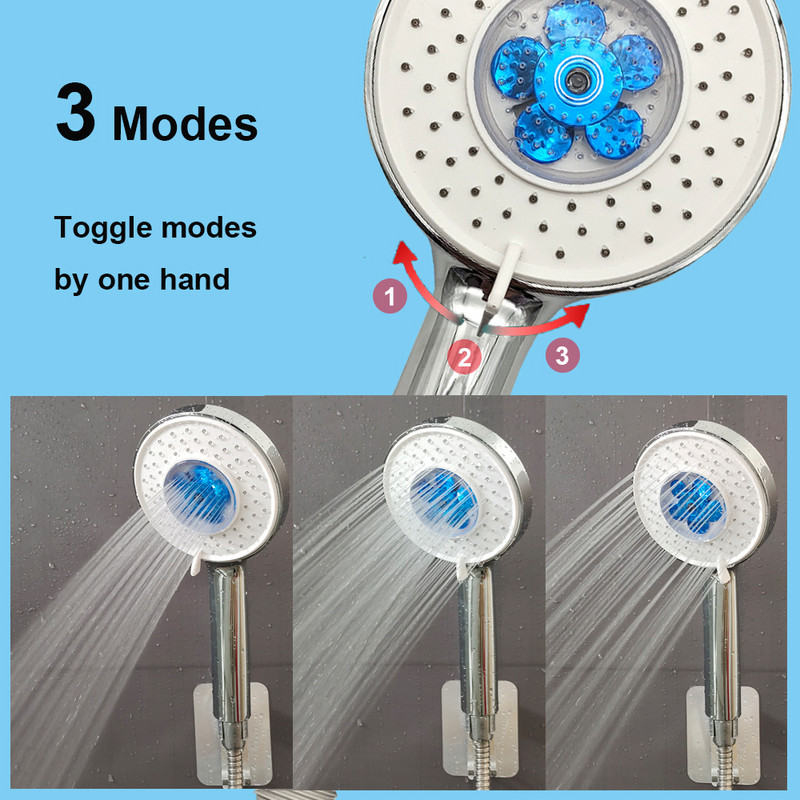 New Arrival 3 Modes SPA Shower Head Big Panel Propeller Rainfall Massage Eco Shower Sprayer Nozzle Αξεσουάρ μπάνιου