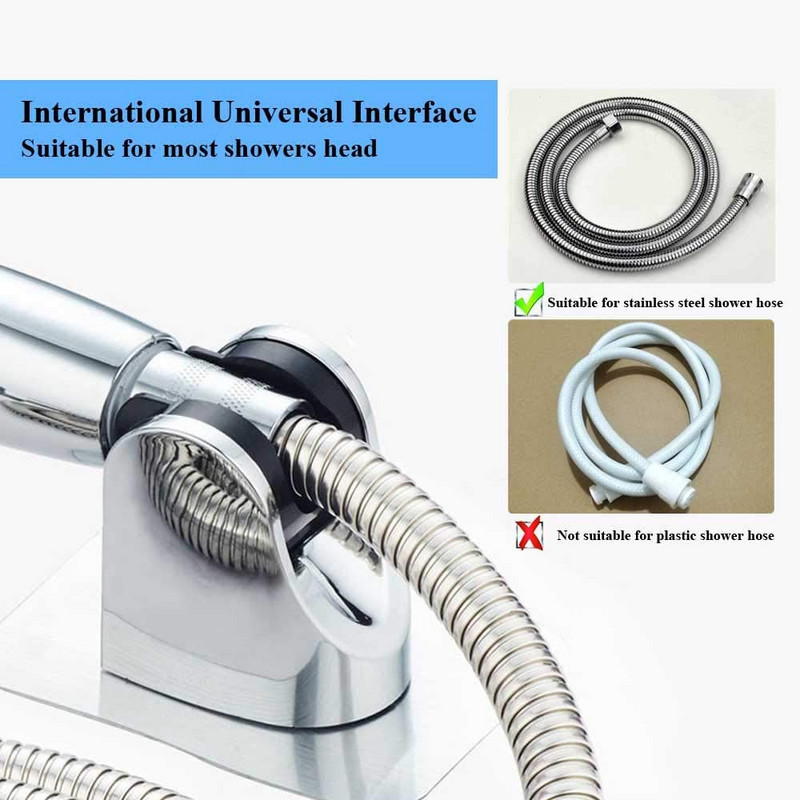 Αυτοκόλλητη βάση ντουζιέρας Γυαλισμένη χρωμιωμένη ντουζιέρα χειρός Ρυθμιζόμενη βάση ράβδου χωρίς τρυπάνι Βάση τοίχου για μπάνιο