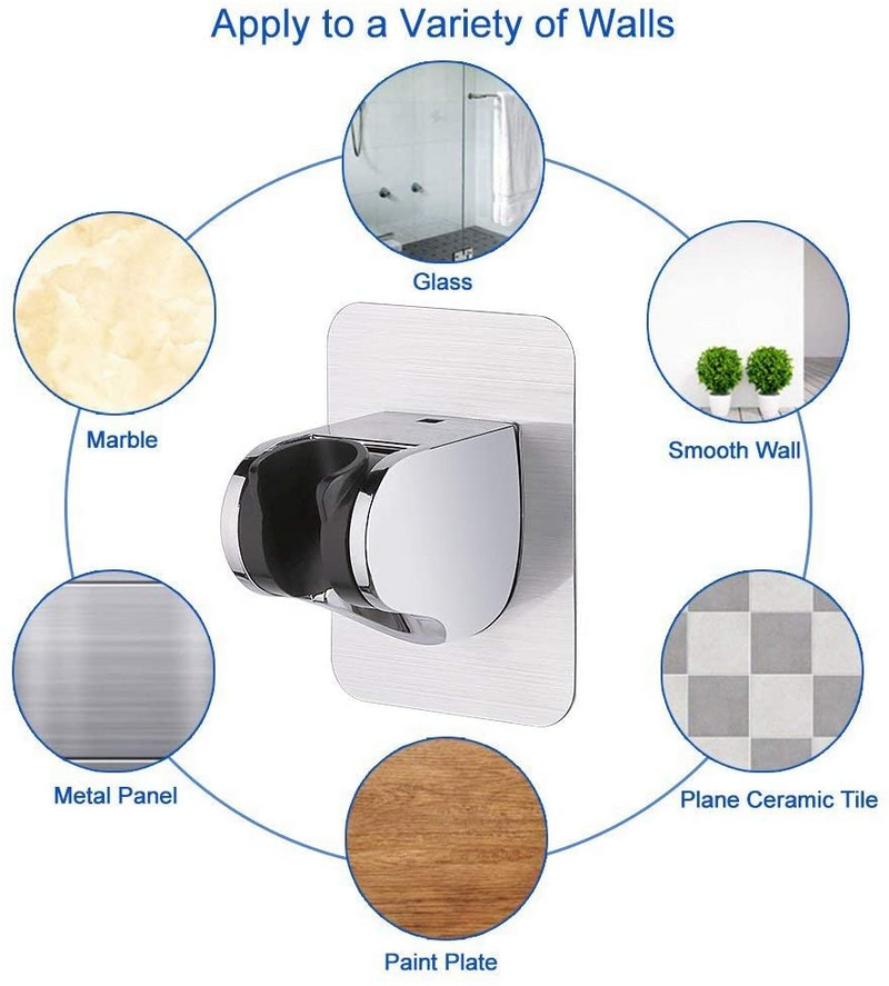 Αυτοκόλλητη βάση ντουζιέρας Γυαλισμένη χρωμιωμένη ντουζιέρα χειρός Ρυθμιζόμενη βάση ράβδου χωρίς τρυπάνι Βάση τοίχου για μπάνιο