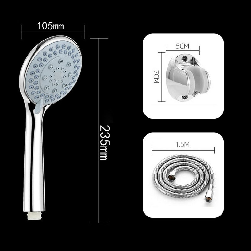 Χειρολαβή υψηλής πίεσης 3 τμχ/ σετ 5 τρόπων επιμετάλλωση Κλιπ στερέωσης με σωλήνα Αξεσουάρ μπάνιου Κεφαλή ντους Ακροφύσιο σιλικόνης