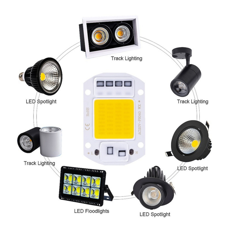 Aswesaw λάμπα LED COB Bead 20W 30W 50W AC 220V IP65 Smart No Need Driver DIY Flood Light Led Bulb Spotlight Outdoor Chip Lamp