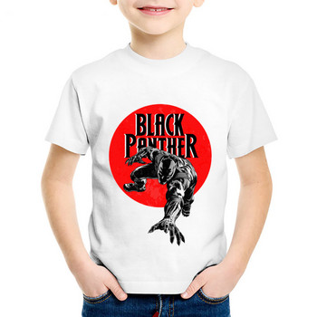 Детски модни щампи Черна пантера Забавни тениски Детски летни тениски с къс ръкав Топове Бебешки готини дрехи за момчета/момичета, oHKP2250