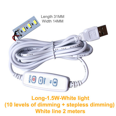 DC 5V szabályozható LED Chips 5730 SMD LED lámpa DIY Fény Állítható LED Izzó USB Dimmer Tanulási Működő Újratölthető Lámpa