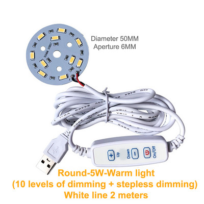 DC 5V szabályozható LED Chips 5730 SMD LED lámpa DIY Fény Állítható LED Izzó USB Dimmer Tanulási Működő Újratölthető Lámpa