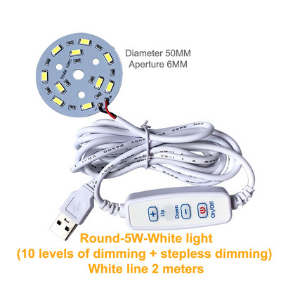 DC 5V szabályozható LED Chips 5730 SMD LED lámpa DIY Fény Állítható LED Izzó USB Dimmer Tanulási Működő Újratölthető Lámpa
