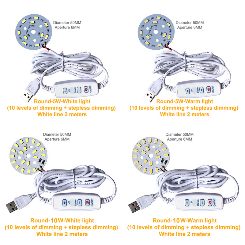 DC 5V Dimmable LED Chips 5730 SMD LED Lamp DIY Light Adjustable LED Bulb USB Dimmer Learning Working Rechargeable Lamp
