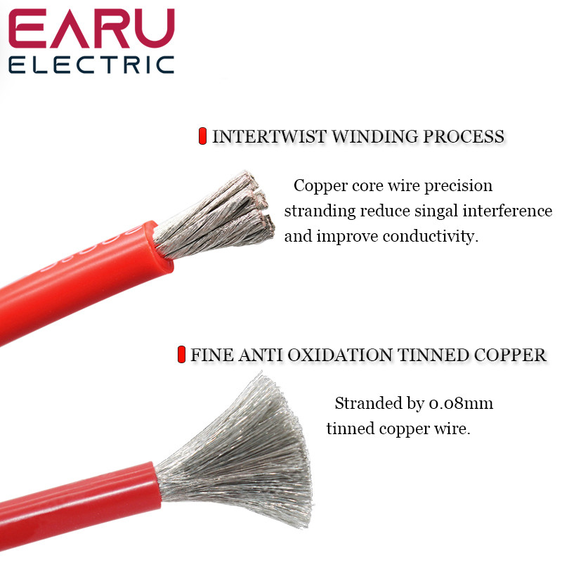 5 metrai / siunta Karščiui atsparus minkštas elektrinis silikoninis laidas 8 10 12 14 16 18 20 22 24 26 28 30 AWG 5M 6 Spalva Raudona Juoda Mėlyna