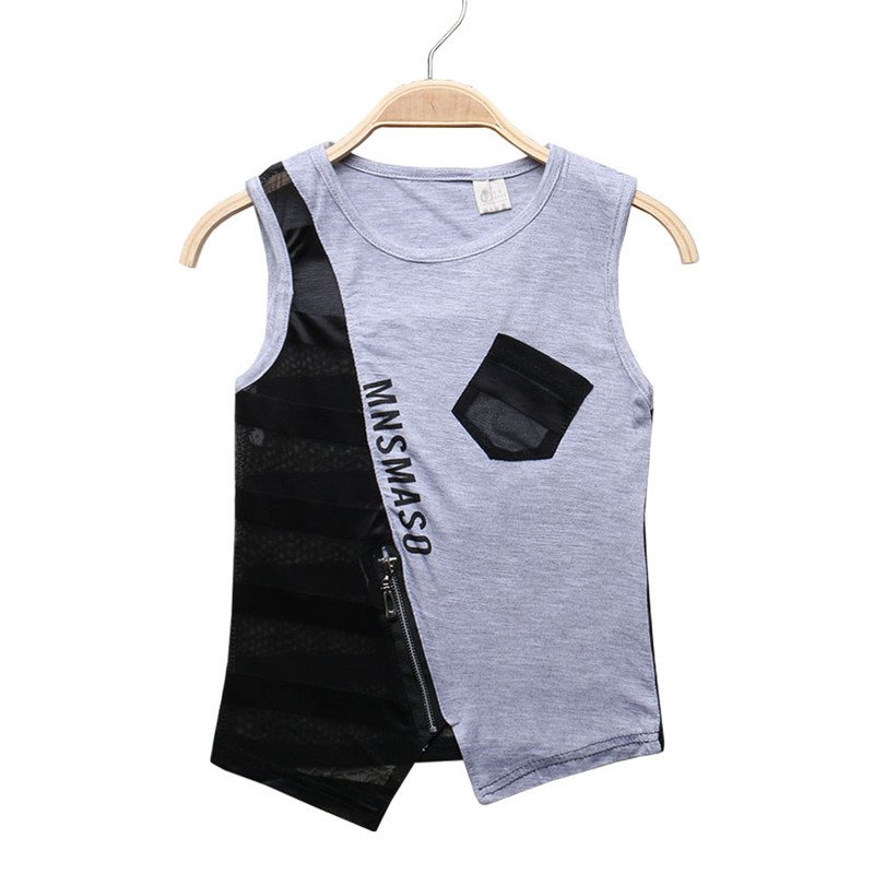Καλοκαιρινή μόδα Βρεφικό μπλουζάκι αμάνικο μπλουζάκι με λαιμόκοψη μοντάλ βαμβακερό γιλέκο Παιδικά ενδύματα για αγόρια Κορυφαία ρούχα για μεγάλα παιδιά 3-7 ετών
