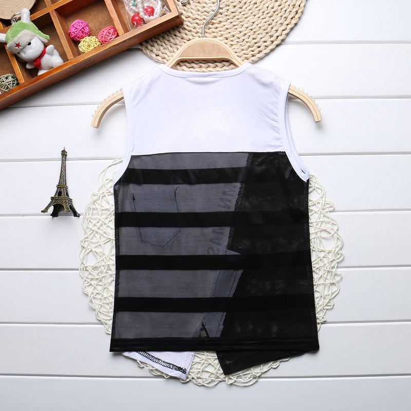 Καλοκαιρινή μόδα Βρεφικό μπλουζάκι αμάνικο μπλουζάκι με λαιμόκοψη μοντάλ βαμβακερό γιλέκο Παιδικά ενδύματα για αγόρια Κορυφαία ρούχα για μεγάλα παιδιά 3-7 ετών