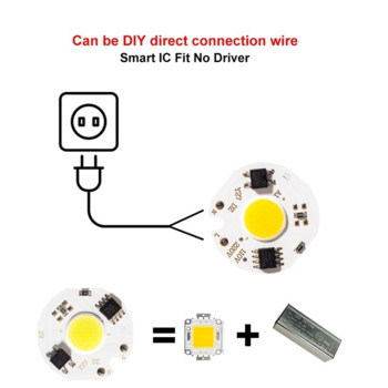 6PSC LED 3W 5W 7W 9W 10w 12w COB Chip Lamp 220V Smart IC No Need Driver LED Bulb for Flood Light Κρύο λευκό Ζεστό λευκό
