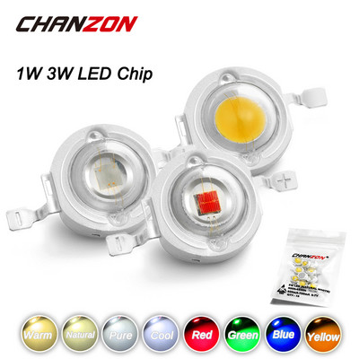 CHANZON 10 kom/lot LED čip velike snage 1W 3W Topla Prirodna Hladna Bijela Crvena Zelena Plava Žuta 1 3 W Watt za DIY žarulju za reflektore